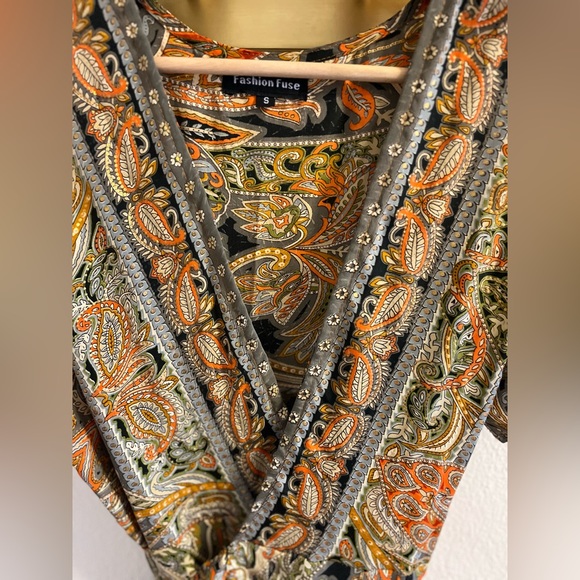 Fall Paisley Wrap Midi Dress - Picture 6 of 10